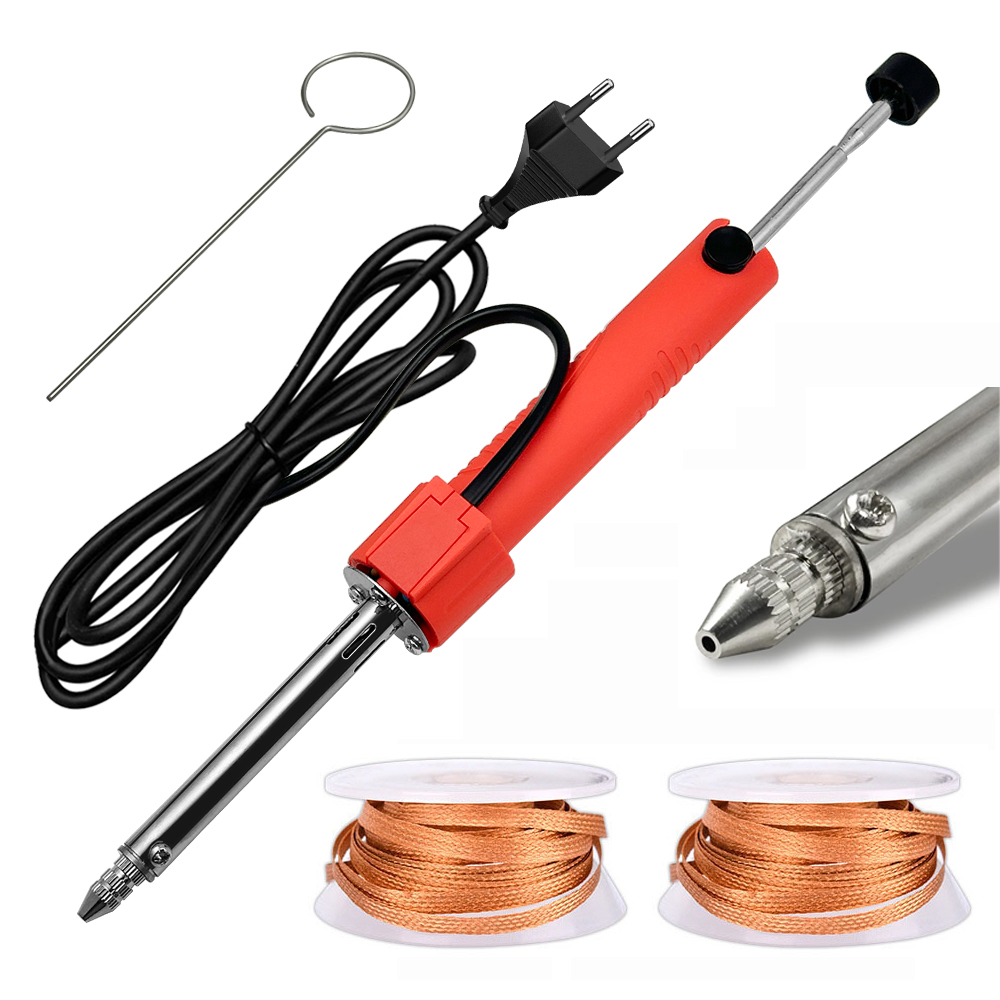 Solder Wick Braid - ปั๊มดูดตะกั่วเชื่อมด้วยไฟฟ้า 30W พร้อมหัวแร้งดูดตะกั่วแบบปากกา + ชุดสายดูดตะกั่ว