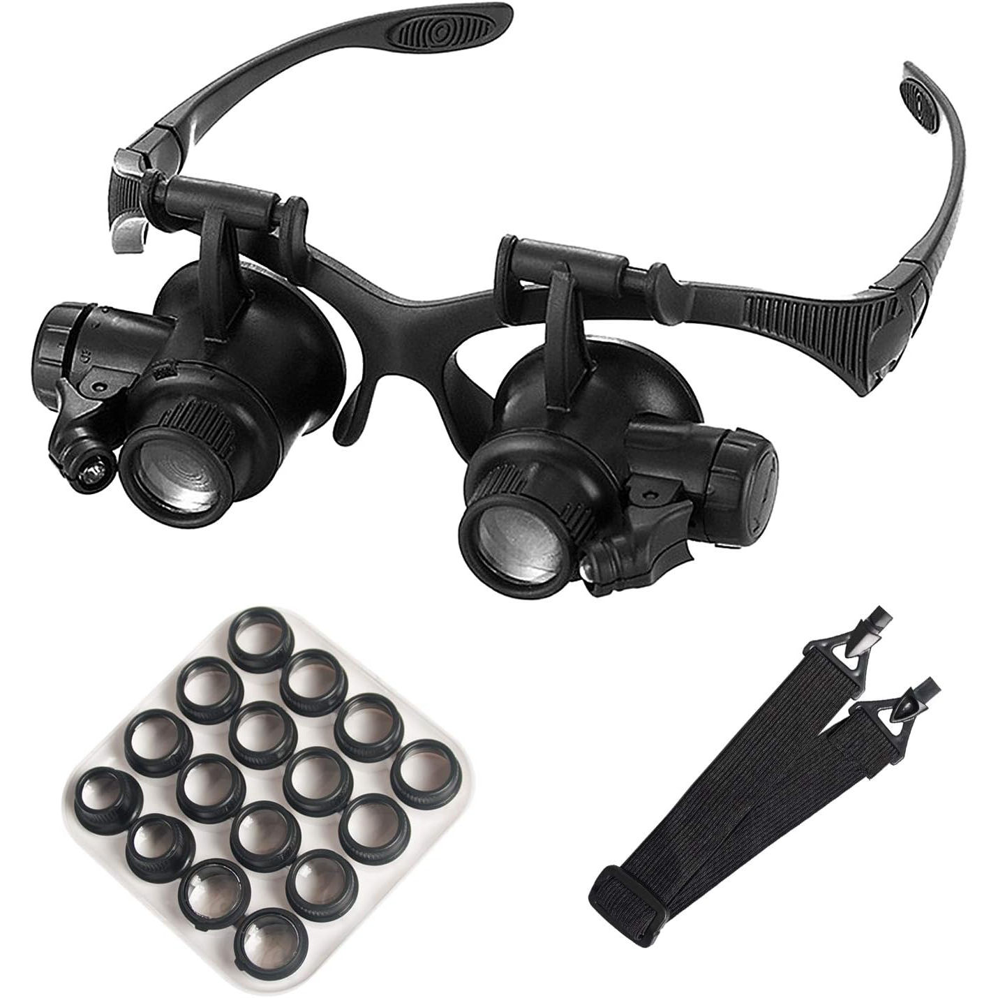 Electronics Repair Glasses - หัวแว่นขยาย LED Light แว่นขยาย 2.5/4/6/8/10/15/20/25x Len