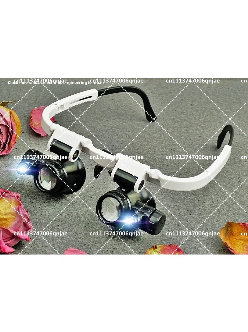 Electronics Repair Glasses - แว่นขยายแบบสวมศีรษะ 23 เท่า พร้อมไฟ สำหรับซ่อมอุปกรณ์อิเล็กทรอนิกส์ เครื่องประดับ