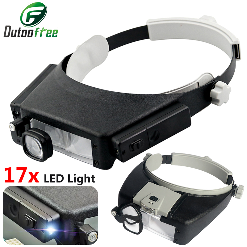 Electronics Repair Glasses - ใหม่แถบคาดศีรษะแว่นขยายไฟ LED กล้องจุลทรรศน์แว่นตาหมวกกันน็อกสไตล์ Loupe เลนส์สําหรับซ่อมนาฬิกาเครื่องประดับอ่าน