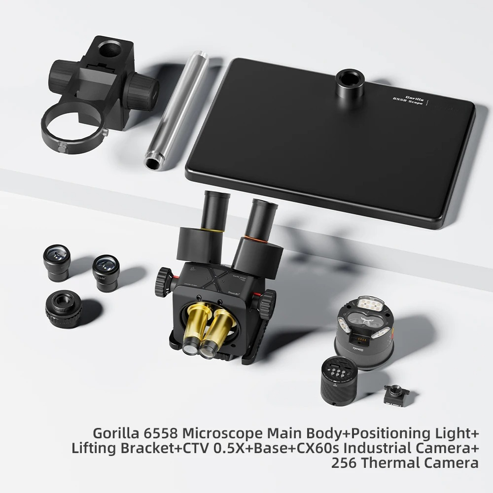 Electronics Repair Microscope - กล้องจุลทรรศน์สามตา Qianli 6558 Gorilla, ซูม 6.5X-58X,
