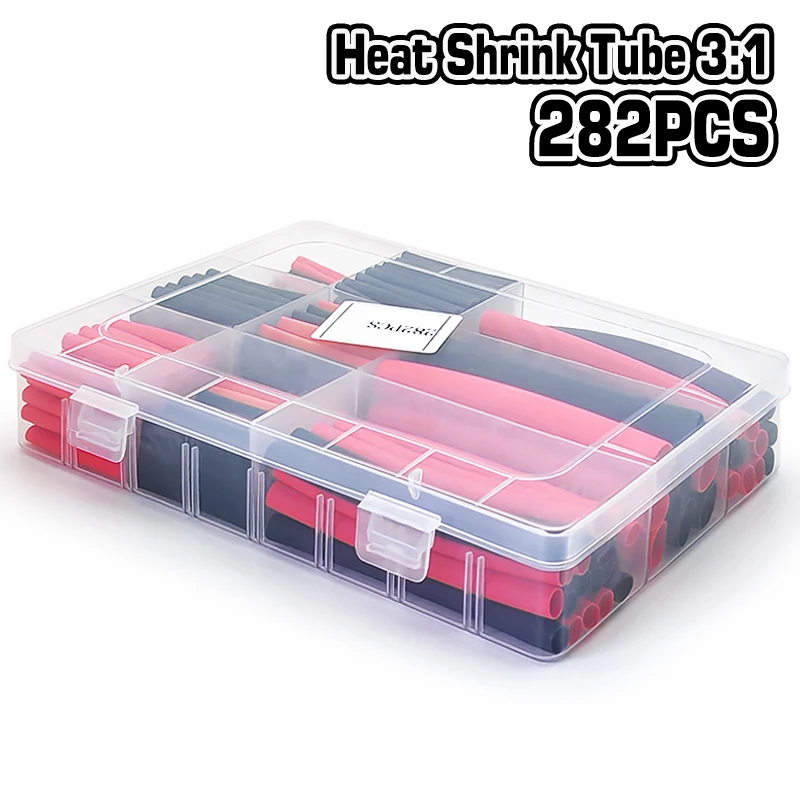 Electronics Repair Youtube - 282 ชิ้น ท่อหดความร้อนสำหรับสายไฟฟ้า สีดำ สีแดง โพลีโอเลฟิน