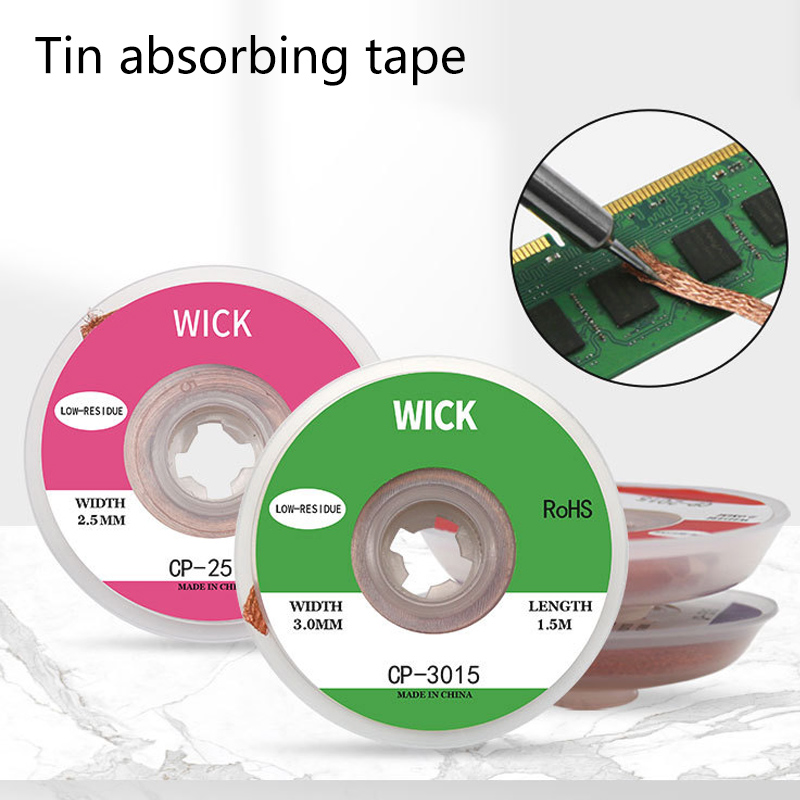 Solder Wick Braid - อุปกรณ์ถอดลวดตาข่ายตะกั่วบัดกรีแบบเกลียวยาว1.5เมตรเครื่องมือซ่อมสายตะกั่วแบบดูดตะกั่ว