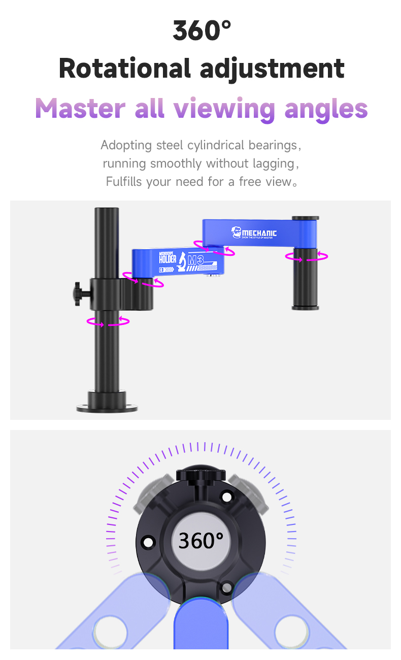 เมคานิค M3 360 °   ขาตั้งกล้อง - Electronics Repair Microscope บทวิจารณ์และราคา