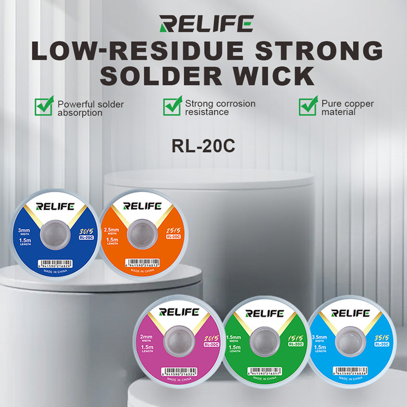 ไหมบัดกรี RELIFE RL-20C สำหรับ - Solder Wick Braid บทวิจารณ์และราคา